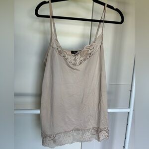 White House Black Market Tan Camisole with Lace Accent